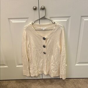 Christopher & Banks Ivory Button-Up Cardigan